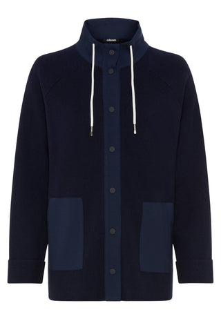Olsen Drawstring Collar Buttoned Cardigan Blue Henny - MMJs Fashion