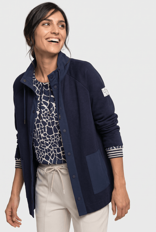Olsen Drawstring Collar Buttoned Cardigan Blue Henny - MMJs Fashion