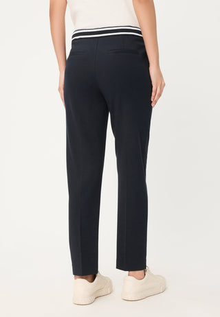 Olsen Drawstring Straight Leg Trousers Navy Blue Lisa - MMJs Fashion