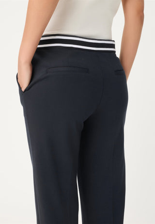 Olsen Drawstring Straight Leg Trousers Navy Blue Lisa - MMJs Fashion