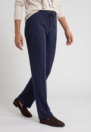 Olsen Drawstring Trousers Navy Blue Mona Straight - MMJs Fashion