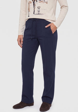 Olsen Drawstring Trousers Navy Blue Mona Straight - MMJs Fashion