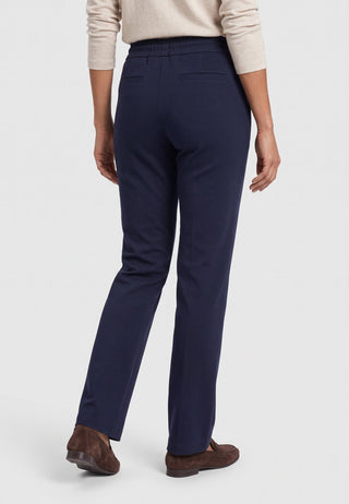 Olsen Drawstring Trousers Navy Blue Mona Straight - MMJs Fashion
