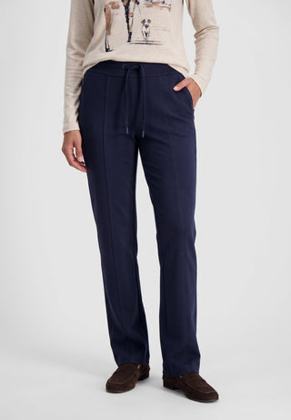 Olsen Drawstring Trousers Navy Blue Mona Straight - MMJs Fashion