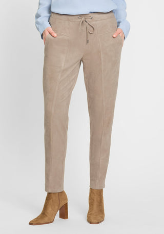 Olsen Drawstring Waist Trousers Beige Lisa Straight - MMJs Fashion
