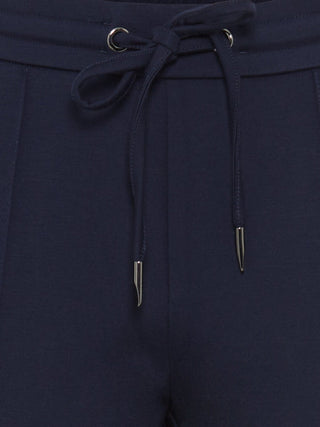 Olsen Drawstring Waist Trousers Navy Blue Lisa - MMJs Fashion