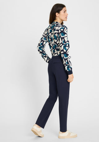 Olsen Drawstring Waist Trousers Navy Blue Lisa - MMJs Fashion