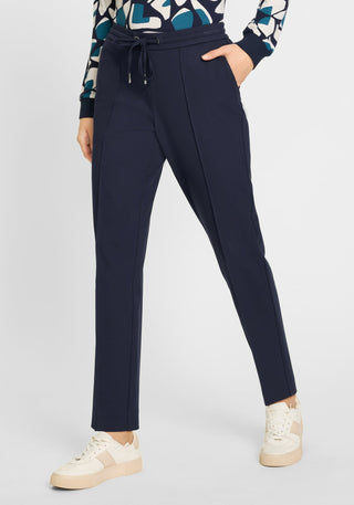 Olsen Drawstring Waist Trousers Navy Blue Lisa - MMJs Fashion