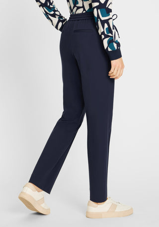 Olsen Drawstring Waist Trousers Navy Blue Lisa - MMJs Fashion