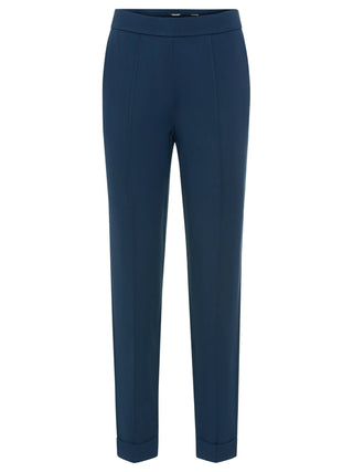 Olsen Elastic Waistband Trousers Navy Blue Mona Straight - MMJs Fashion