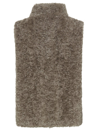 Olsen Faux Fur Gilet Beige - MMJs Fashion