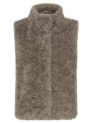 Olsen Faux Fur Gilet Beige - MMJs Fashion