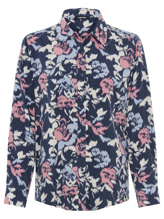 Olsen Floral Print Blouse Blue Pink Beige - MMJs Fashion