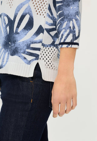 Olsen Floral Print Jumper Blue Ivory Henny - MMJs Fashion