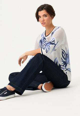 Olsen Floral Print Jumper Blue Ivory Henny - MMJs Fashion