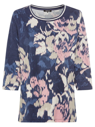 Olsen Floral Print Top Blue Pink Beige Hannah - MMJs Fashion