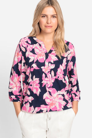 Olsen Floral Print Top Blue Pink Clara - MMJs Fashion