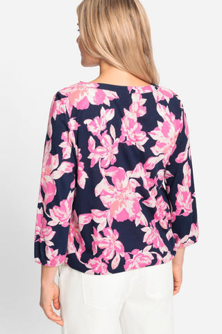 Olsen Floral Print Top Blue Pink Clara - MMJs Fashion