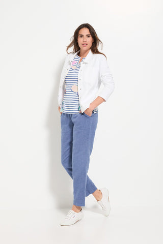 Olsen Floral Stripe Top Blue Pink Turquoise Cosima - MMJs Fashion