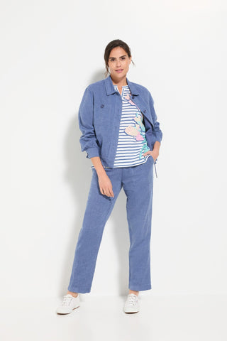 Olsen Floral Stripe Top Blue Pink Turquoise Cosima - MMJs Fashion