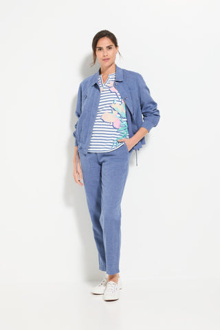 Olsen Floral Stripe Top Blue Pink Turquoise Cosima - MMJs Fashion