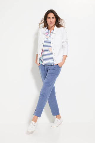 Olsen Floral Stripe Top Blue Pink Turquoise Cosima - MMJs Fashion