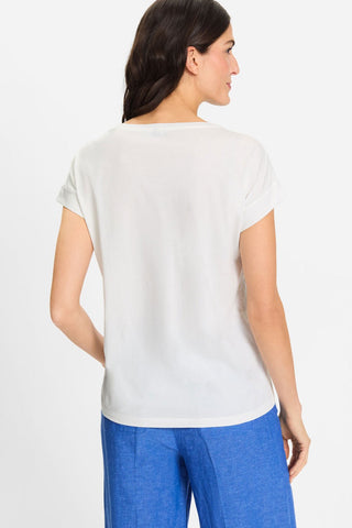 Olsen Flower Embroidery Top White Cosima - MMJs Fashion
