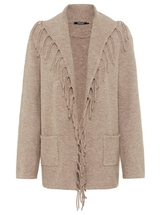 Olsen Fringe Cardigan Beige Melange Henny - MMJs Fashion