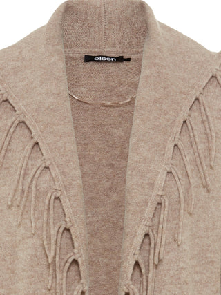 Olsen Fringe Cardigan Beige Melange Henny - MMJs Fashion