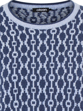 Olsen Geometric Pattern Jumper Blue Melange Cora - MMJs Fashion