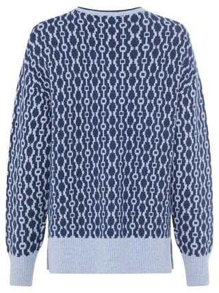 Olsen Geometric Pattern Jumper Blue Melange Cora - MMJs Fashion