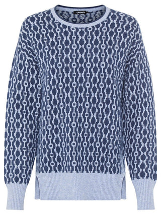 Olsen Geometric Pattern Jumper Blue Melange Cora - MMJs Fashion