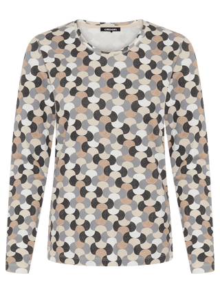 Olsen Geometric Print Top Almond Beige - MMJs Fashion