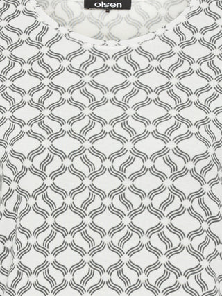 Olsen Graphic Print Top Ivory Grey Edda - MMJs Fashion