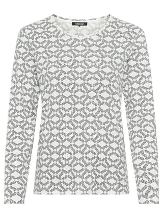 Olsen Graphic Print Top Ivory Grey Edda - MMJs Fashion