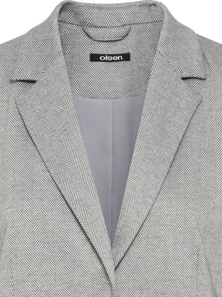 Olsen Herringbone Lapel Collar Jacket Grey - MMJs Fashion