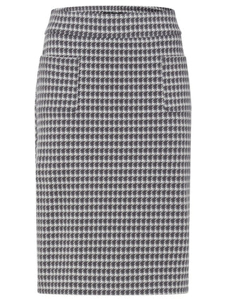 Olsen Houndstooth Pattern Skirt with Pockets Grey - MMJs Fashion