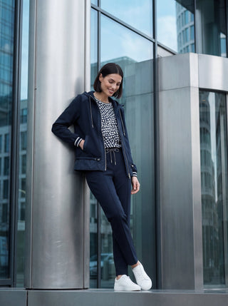 Olsen Jersey Zipped Hooded Jacket Navy Blue - MMJs Fashion