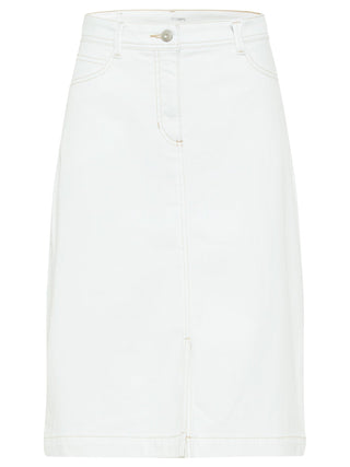 Olsen Knee Length Denim Skirt in White - MMJs Fashion