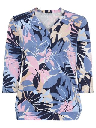 Olsen Leaf Print Top Blue Pink Clara - MMJs Fashion