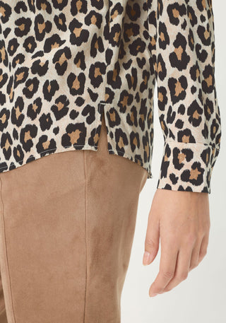 Olsen Leopard Print Blouse Beige Black - MMJs Fashion