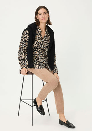 Olsen Leopard Print Blouse Beige Black - MMJs Fashion