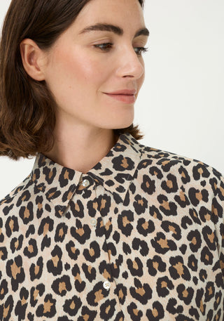 Olsen Leopard Print Blouse Beige Black - MMJs Fashion