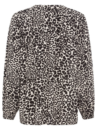 Olsen Leopard Print Blouse Black Beige - MMJs Fashion