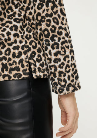 Olsen Leopard Print Sweatshirt Beige Black Henny - MMJs Fashion