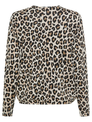 Olsen Leopard Print Top Beige Black Clara - MMJs Fashion