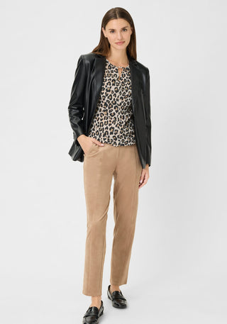 Olsen Leopard Print Top Beige Black Clara - MMJs Fashion