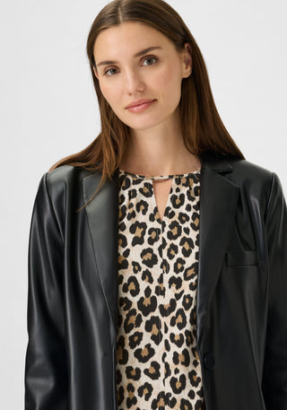 Olsen Leopard Print Top Beige Black Clara - MMJs Fashion