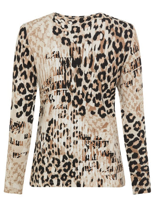 Olsen Leopard Print Top Beige Black Edda - MMJs Fashion
