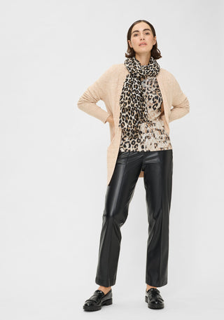 Olsen Leopard Print Top Beige Black Edda - MMJs Fashion